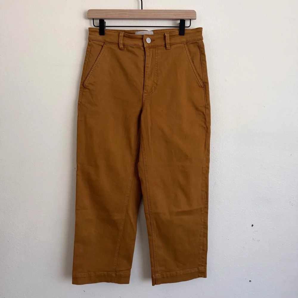 EVERLANE The Utility Straight-Leg Pant Mustard Size 4 High Rise Cotton Blend - Picture 3 of 8